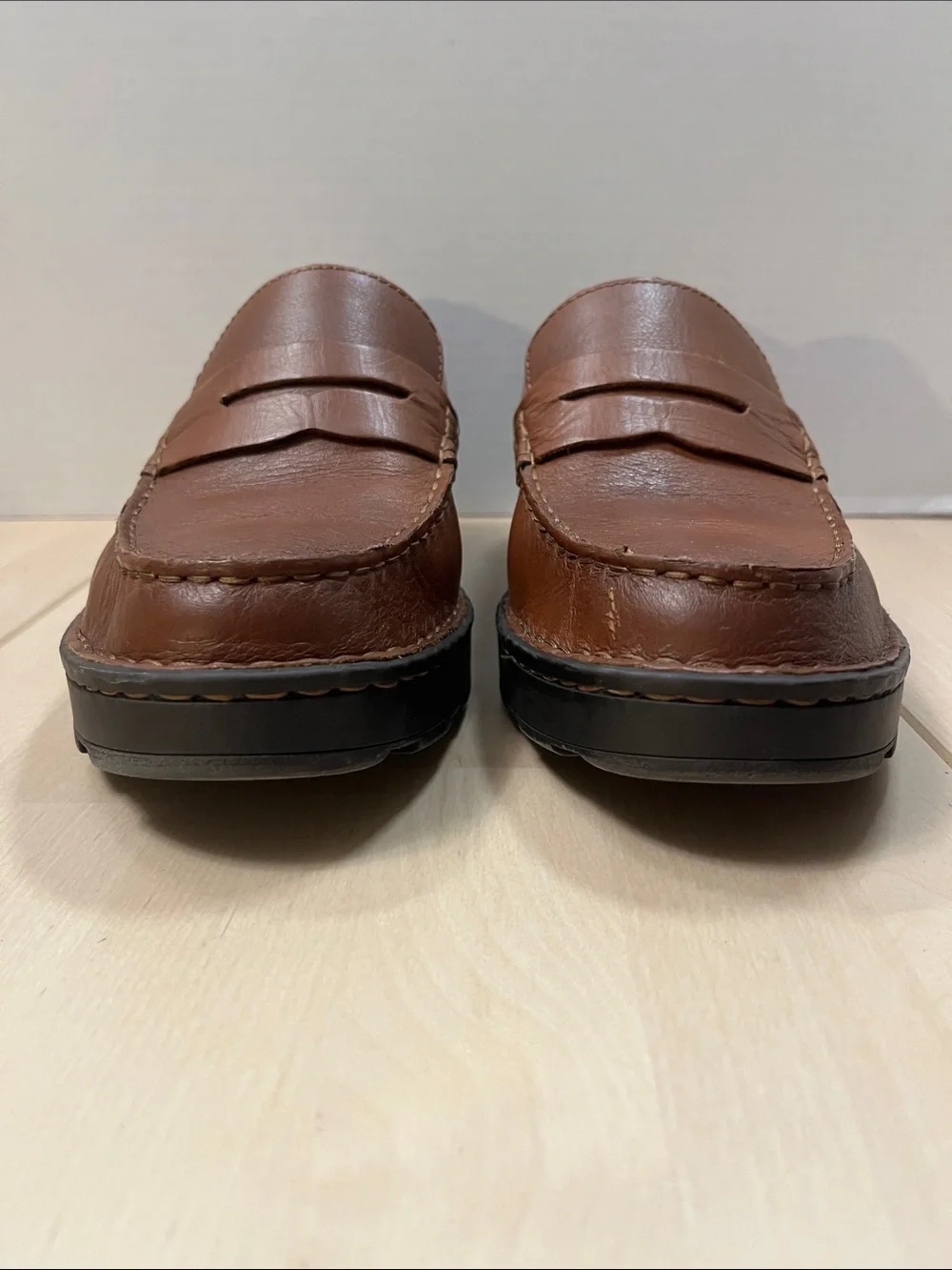 Born Brown Leather Carrera Loafers Chunky Heeled Slip On Shoes Women’s 10 M